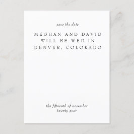 Minimal, svart, modern Elegant Spara datum Meddelande Vykort