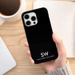 Minimal svart, modern, inledande monogram<br><div class="desc">Minimal svart,  modern,  initialt monogram iphone case</div>