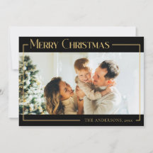 Minimal, svart, modern julfamiljs foto