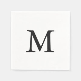 Minimal svart monogram Bröllop Pappersservett