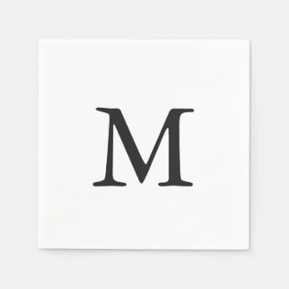 Minimal svart monogram Bröllop Pappersservett