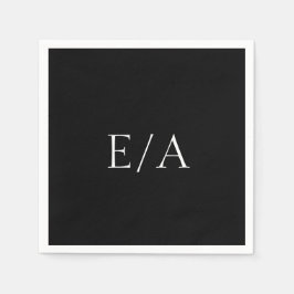 Minimal svart monogram Elegant Modern Bröllop Pappersservett