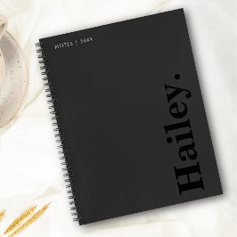 Minimal svart Namn i monogram klassisk Elegant Anteckningsbok