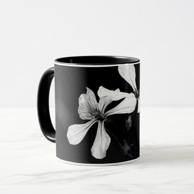 minimal svart och vit blom- mugg (Framsida vänster)
