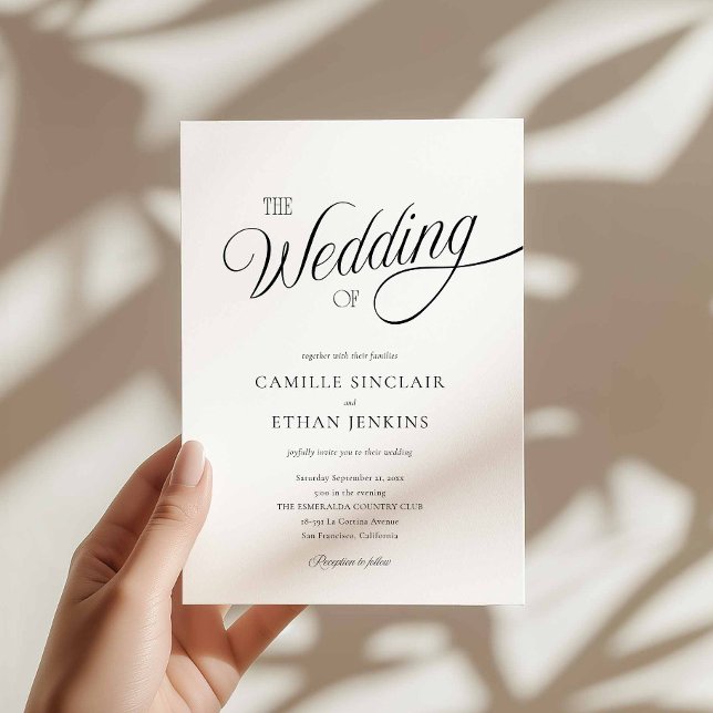 Minimal svart och vit bröllopsinbjudan inbjudningar (Elegant Modern Wedding Invitation Card)