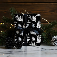 Minimal svart och vit fällbar ceder Löv Pinecone