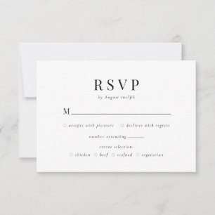 Minimal svart och vit klassisk monogram Bröllop OSA Kort