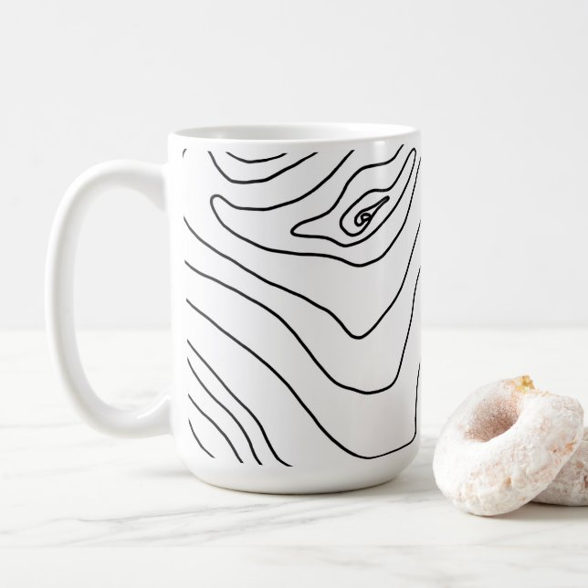 Minimal svart och vit linjekonst Modern design Kaffemugg (Med munk)