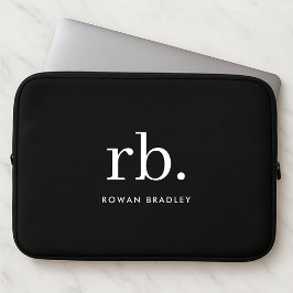 Minimal svart och vit monogram klassisk Elegant Laptop Fodral