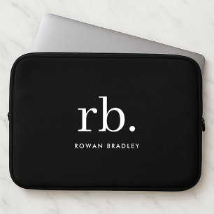 Minimal svart och vit monogram klassisk Elegant Laptop Fodral