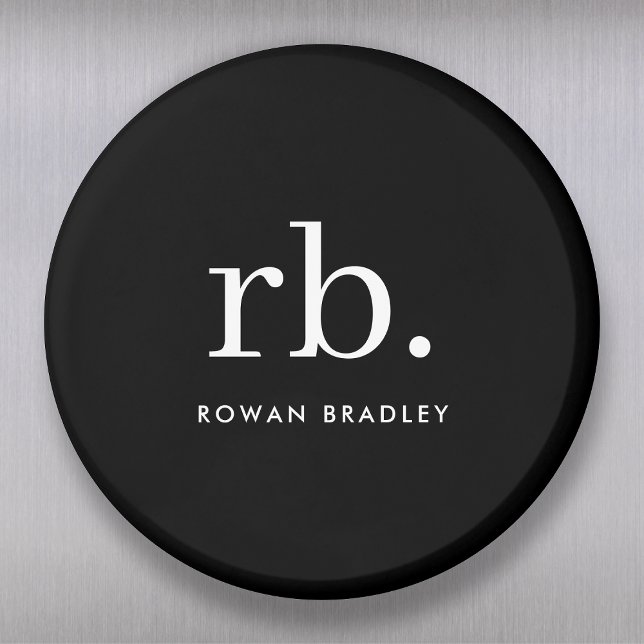Minimal svart och vit monogram klassisk Elegant Magnet (Skapare uppladdad)
