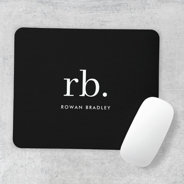 Minimal svart och vit monogram klassisk Elegant Musmatta (Skapare uppladdad)