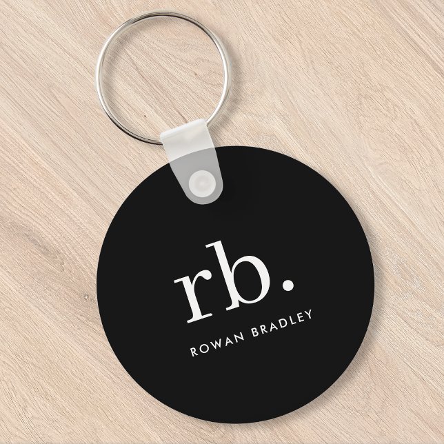 Minimal svart och vit monogram klassisk Elegant Nyckelring (Skapare uppladdad)