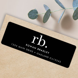 Minimal svart och vit monogram klassisk Elegant Returadress Etikett
