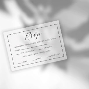 Minimal Svart och Vit Script RSVP OSA Kort