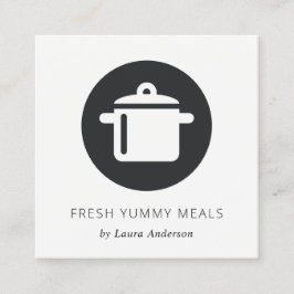 MINIMAL SVART OCH VITPOT MEAL CHEF-CATERING FYRKANTIGT VISITKORT