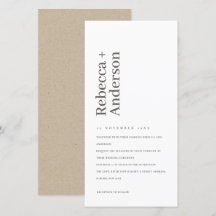 MINIMAL SVART- OCH VITTYPOGRAFIS WEDDING INVITE