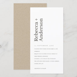 MINIMAL SVART- OCH VITTYPOGRAFIS WEDDING INVITE TACK KORT