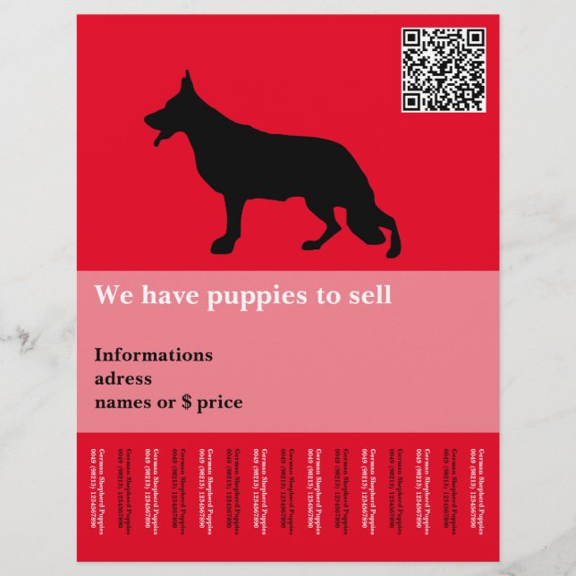 Minimal svart röd Shepherd Dog personlig Reklamblad (Framsidan)