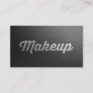 Minimal svart & Silver-präglad textmakeup-artist Visitkort