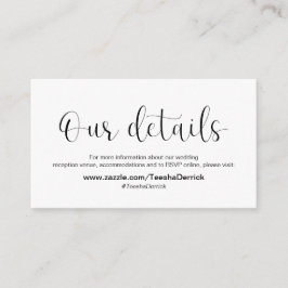 Minimal, svart teckensnitt, Bröllop-information Tilläggskort