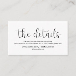 Minimal, Svart typsnitt, Bröllopsdetaljer Tilläggskort