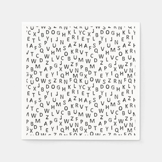 Minimal svart-vit alfabetmönster  pappersservett (Framsidan)