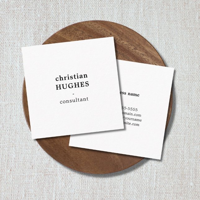 Minimal svart vit Elegant i modern Professionell Fyrkantigt Visitkort (Skapare uppladdad)