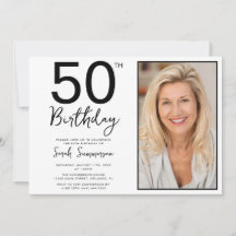 Minimal Svart Vit Foto 50-års Födelsedagsfest