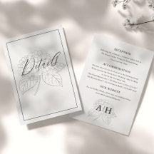 Minimal Svart & Vit Hortensia Bröllopsdetaljer