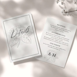 Minimal Svart & Vit Hortensia Bröllopsdetaljer  Tilläggskort