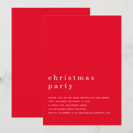 Minimal svart vit jul, röd Party Inbjudningar