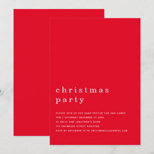 Minimal svart vit jul, röd Party Inbjudningar
