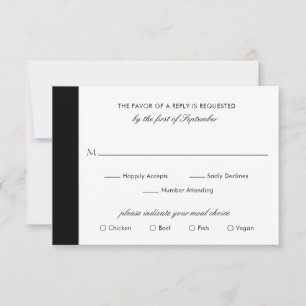 Minimal svart vit klassisk Elegant Modern Bröllop OSA Kort