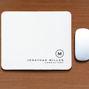 Minimal svart vit klassisk monogrammad musmatta