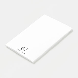 Minimal svart vit monogram klassisk Elegant Post-it Block