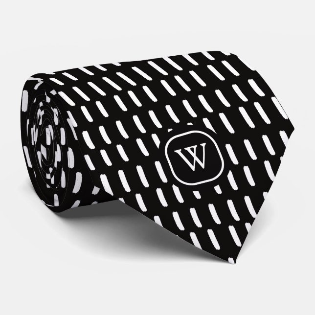 Minimal Svart Vit Penseldrag Monogram Initial Slips (Rullad)