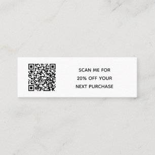 Minimal svart vit QR-kodsdisposition för mindre fö Mini Visitkort