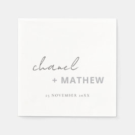 Minimal Svart Vit Skript Typografi Bröllop Pappersservett