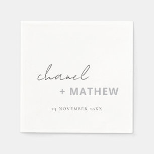 Minimal Svart Vit Skript Typografi Bröllop Pappersservett