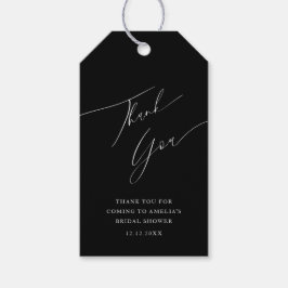 Minimal Svart & Vit Tacksam Bröllopsfest Presentetikett