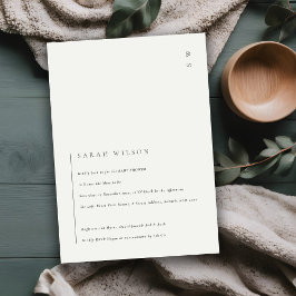 Minimal svart vit typografi, babykläder Inbjudan