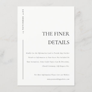 Minimal Svart Vit Typografi Bröllopsdetaljer Tilläggskort