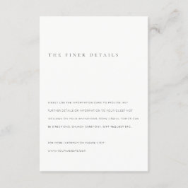 Minimal Svart & Vit Typografi Bröllopsinformation Tilläggskort