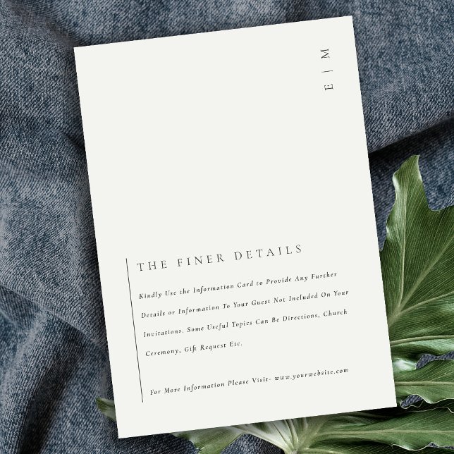 Minimal svart vit typografi med Bröllop-detaljer E Tilläggskort (Skapare uppladdad)