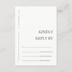 MINIMAL SVART VIT TYPOGRAFI VIGSEL RSVP TILLÄGGSKORT