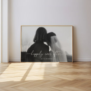 Minimal Svart Vitt Bröllopsjubileumsfoto Poster