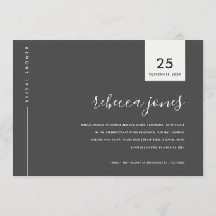 MINIMAL SVART VITT GRÅTT TYPOGRAFI MÖHIPPA INBJUDNINGAR