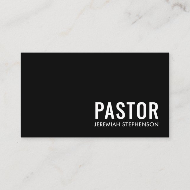 Minimal Svart Vitt Logotyp QR-kod PASTOR Visitkort (Framsida)