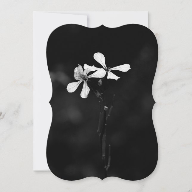 minimal svartvit blommigt anteckningskort (Framsida)